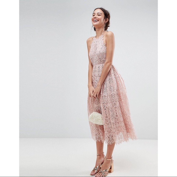 scallop lace midi bodycon